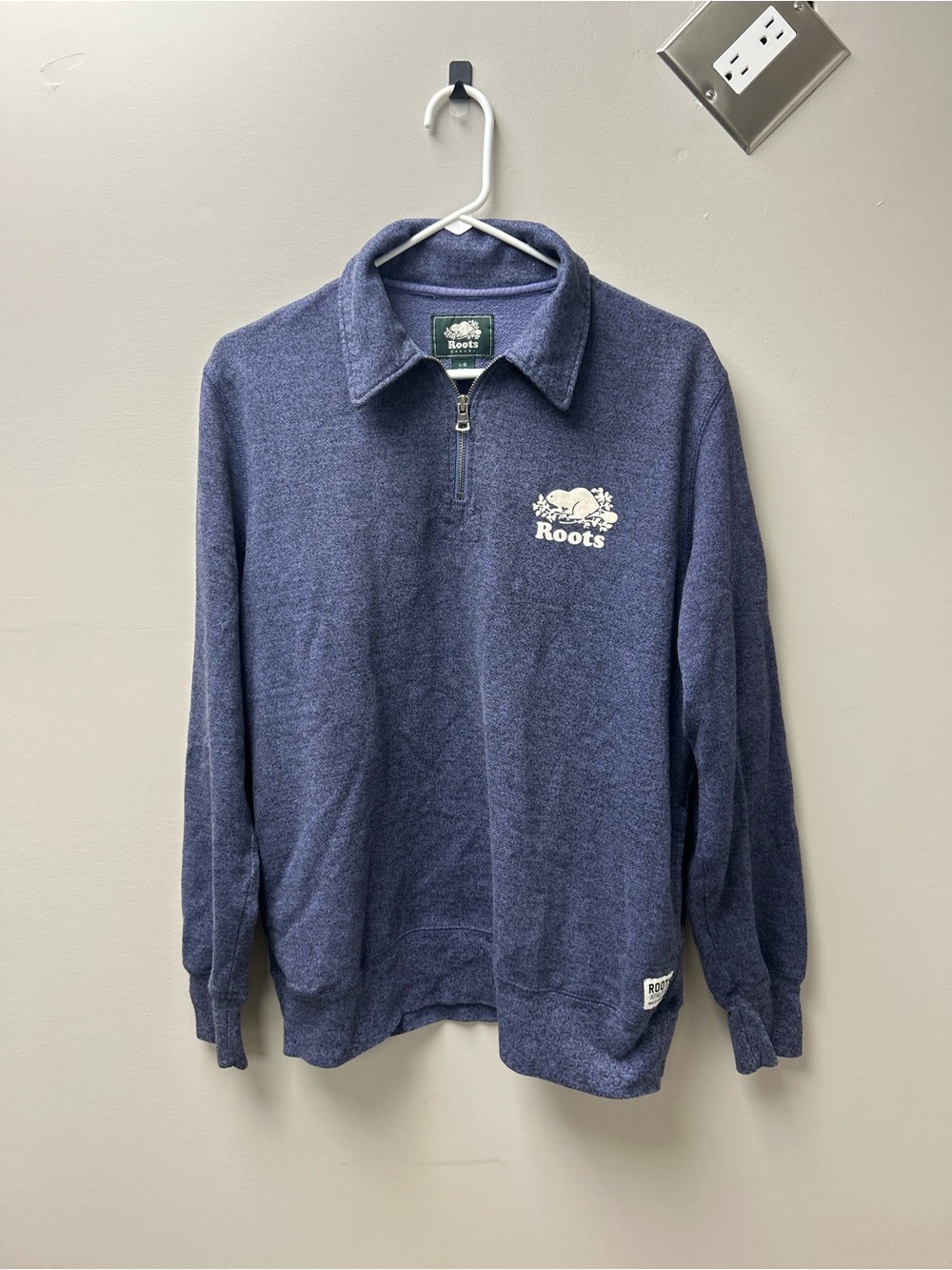 Roots Women’s Original Blue Salt & Pepper Quarter Zip Sweater